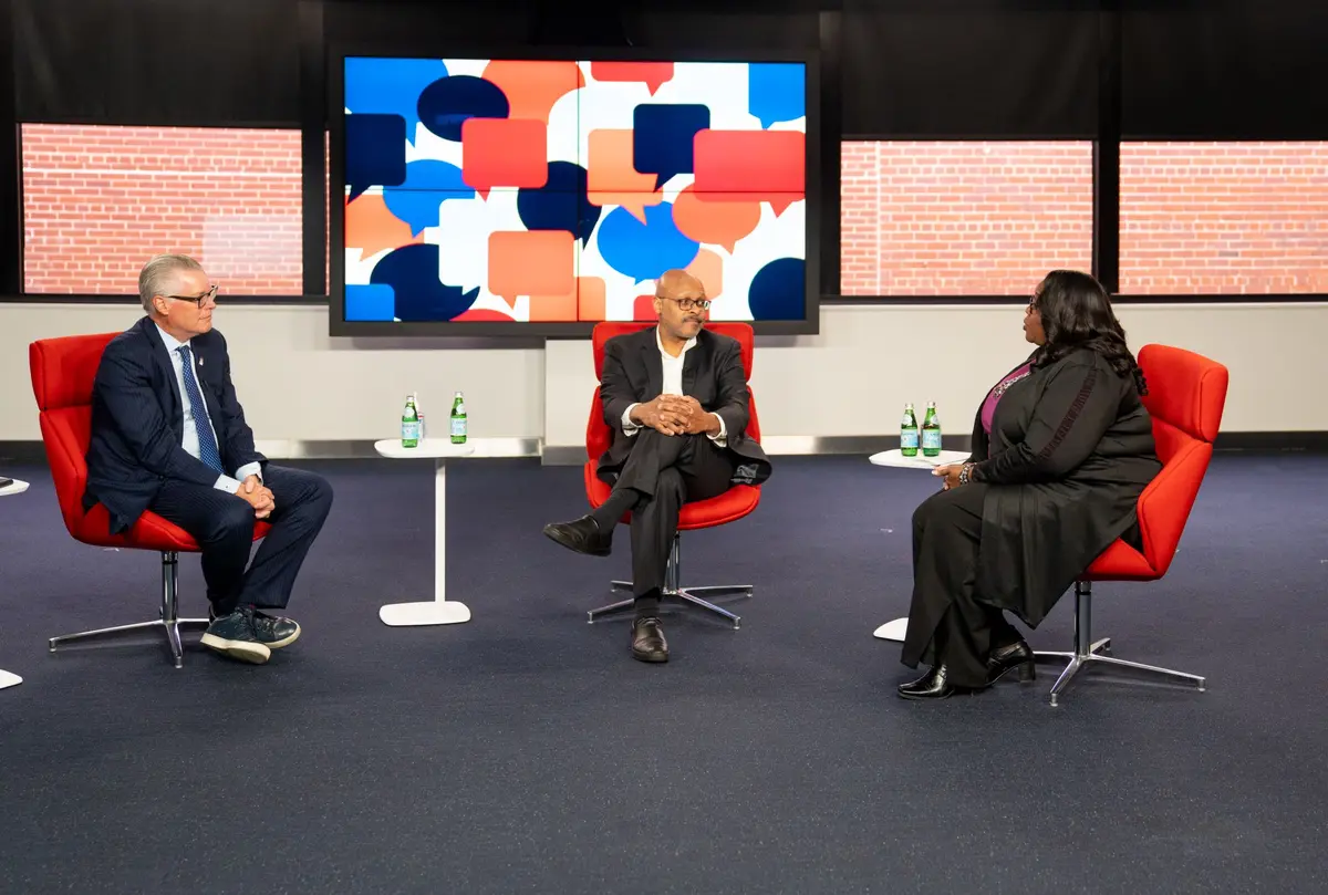 CEO Ed Bastian participates in a town hall at Delta's Atlanta headquarters.