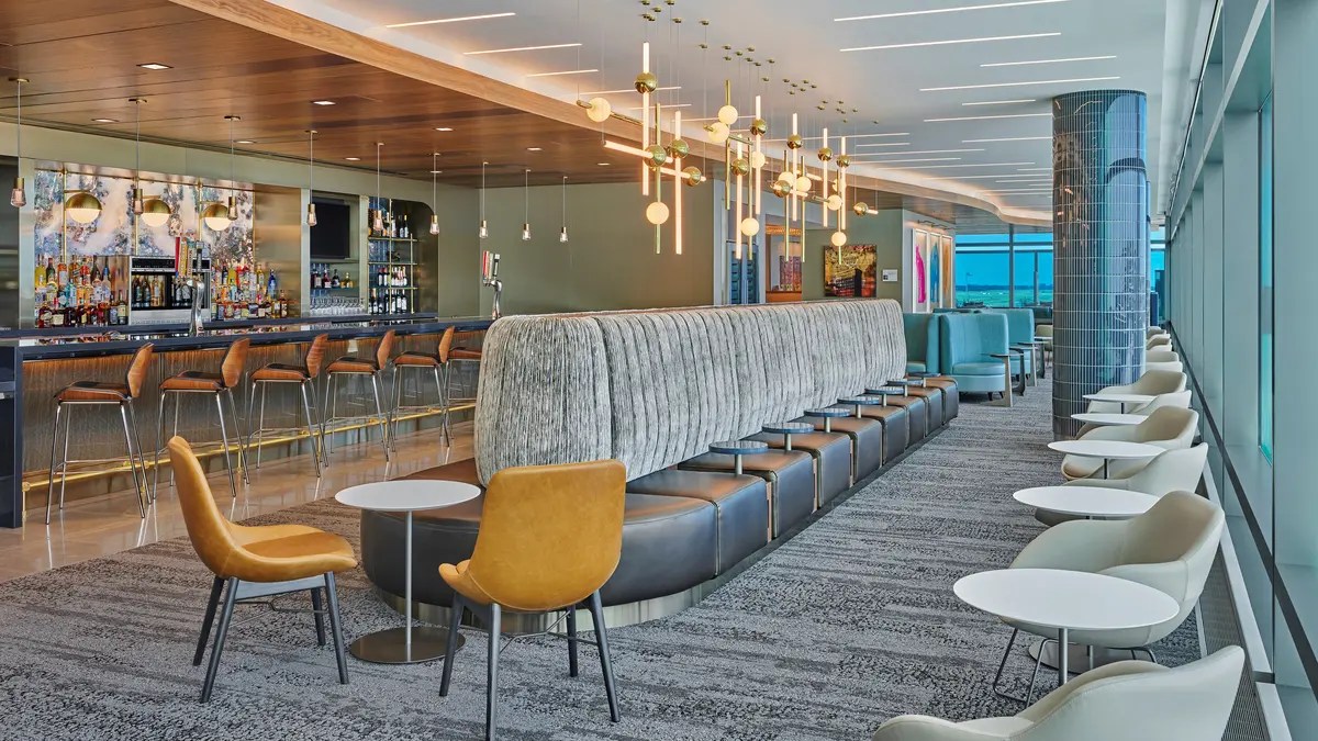 A view of the main lounge at the new Delta Sky Club at MCI