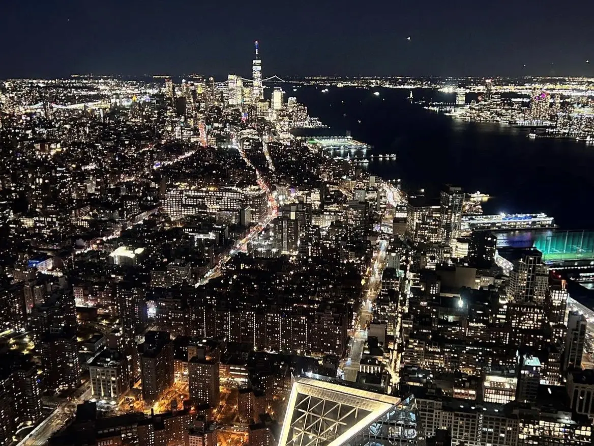 An aerial view of New York City.